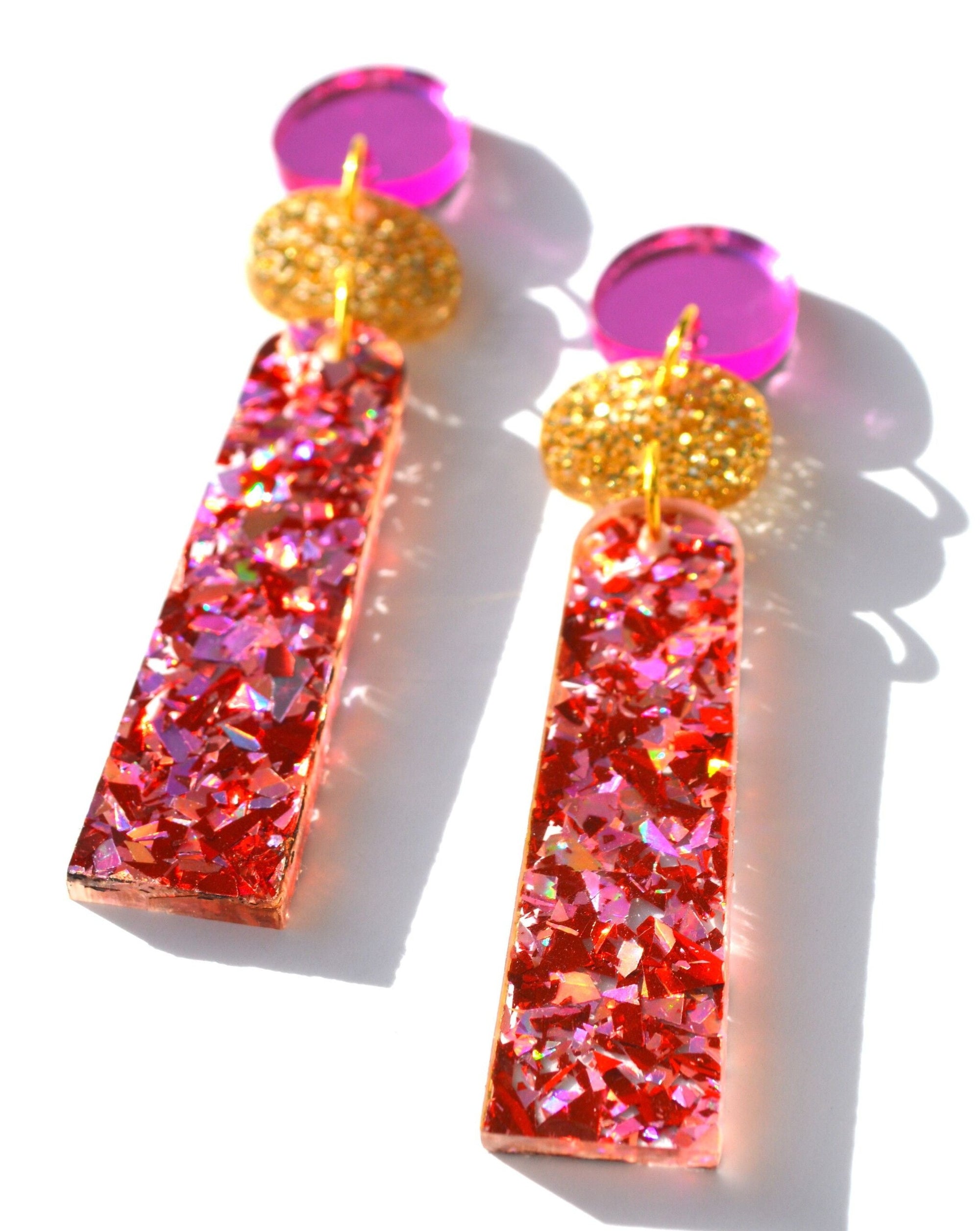 Hagen & Co Trapeze Earrings - Pink